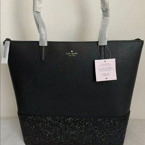 kate spade Handbags - Kate Spade PENNY Greta Court Black Tote Glitter NWT